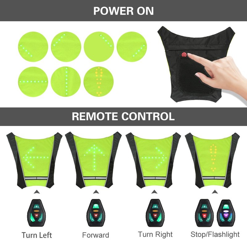 Lixada USB Reflective Vest with LED Indicator Light, Remote Control