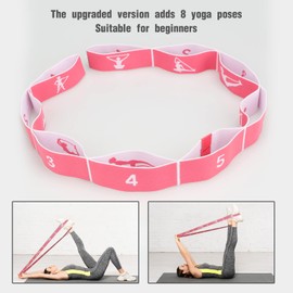 CLOPAE Yoga Stretching Band, Nylon, Pink, 9 Loops, Multifunctional