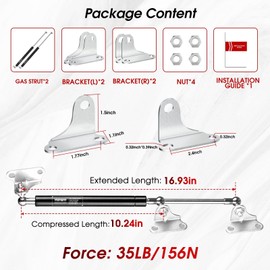 Vepagoo 17 Inch 35lb/155N Gas Shock Strut Spring for RV Bed Boat Bed Cover Door Lids Floor Hatch Door Shed Window, Set of 2 with L Mounts (Fit Support Weight: 30-39lbs)
