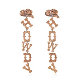 Glitter Howdy Letter Dangle Earrings Western Cowboy Cowgirl Hat Boot Drop Earrings for Women Men Statement Howdy Letter Jewelry for Country Concert Holiday Party Decors (Brown)