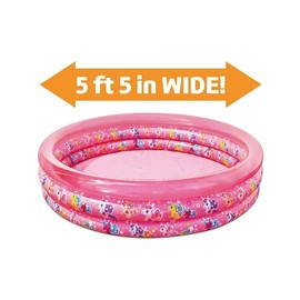 Unbrand Round Inflatable 3-Ring Kiddie Splash Play Pool, Pink, For Kids, Age 2 & up,