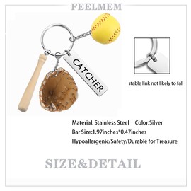 FEELMEM Softball Catcher Keychain - Player and Baseball Coach Gift - Game Day Accessory (CATCHER-ky)