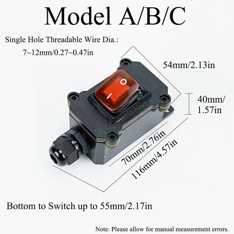 On-Off Control Toggle Switch with Indicator Light IP65 Waterproof Box