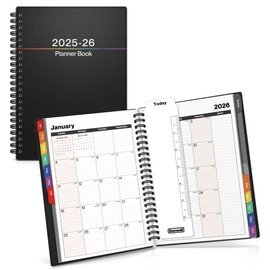 Dunwell Small 6x8 Planner Book 2025-2026 (Colorful), Weekly Planner Calendar, Use July 2025 to June 2026, Portable Daily Agenda Scheduler, Monthly Tabs, Bookmark, Stickers, Plastic Covers, Notes Pages