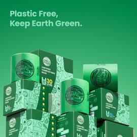 RAYTID Tie Handle Compostable Food Waste Bags 6L 125 Kitchen Compostable Caddy Liners with Handle