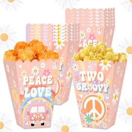 Two Groovy Party Favors Popcorn Boxes Candy Goodies Boxes Daisy Party Favors Hippie Party Supplies Box Retro Daisy Party Wrapping Box for Girls 2nd Birthday