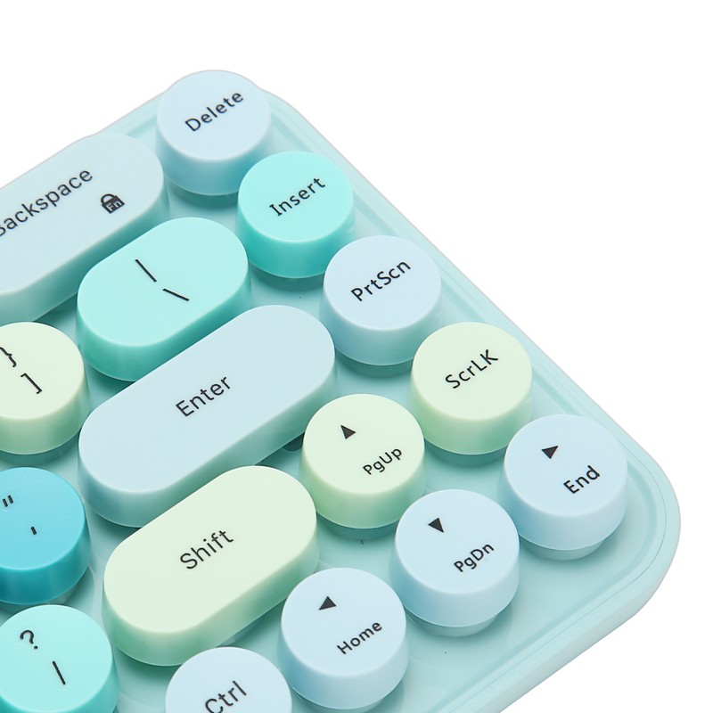 Keyboard Mouse Combo 2.4GHz Wireless Cute Retro 68 Round Keycaps
