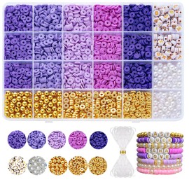 Ocumurit 2400 Pcs Clay Beads Bracelet Making Kit, Friendship Bracelet Kit 6mm Polymer Clay Beads for Jewelry Making Crafts Kit with Letter Beads for Teen Girls & Adults