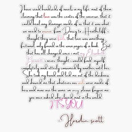 Hardin Scott's Letter to Tessa Bumper Sticker Vinyl Decal 5 inches