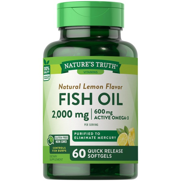 Fish Oil 2000 mg Softgels | 60 Count | Burpless,