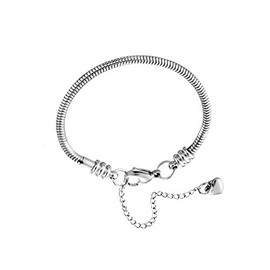 KunBead Jewelry Stainless Steel Heart Clasp Snake Chain Charm Bracelets for Women Girls
