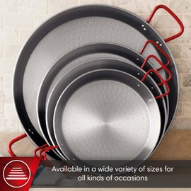 MAGEFESA 9" Carbon Steel Paella Pan – 23 cm - 1 Serving, Durable & Lightweight with Dimpled Surface, Ideal for Outdoor Cooking & Traditional Valencian Paella