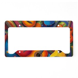 CafePress Guitar Collection Aluminum License Plate Frame, License Tag Holder