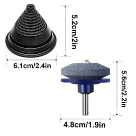 4 PCS Lawn Mower Blade Sharpener with 1 Pcs Balancer, Universal Multi-Sharp Rotary Lawnmower Sharpen for Power Drill Hand Drill and Lawn Mower Blade Balancer, Mower Sharpening Stone Wheel Kit