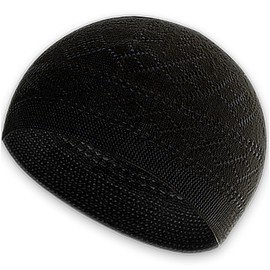 Kapobia Kufi Hats for Men, Muslim Clothes for Men,%100 Breathable Skull Beanie, Crochet Cap, Handicraft Taqiyah, Cufi, Kufe (1 Piece, Black Color)