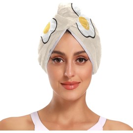 Toalla de microfibra para el cabello con botón absorbente y ligera de microfibra para cabello rizado pa?oletas para la cabeza, paquete de 2