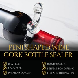 Unique Wine Bottle Stopper - Funny Wine Cork Beverage Bottle Sealer, Peni Shaped Gag Gift For Wine Connoisseur & Lover, Reusable Glass Sealing Plug, Silicone Bottle Cap For Bachelorette, Her, Him
