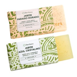 Pack de 2 Jabones Faciales Artesanales Naturales Anti-Acné, Luminosidad e Hidratación Profunda | Con Cúrcuma, Agave y Jojoba | Para Piel Grasa y Sensible