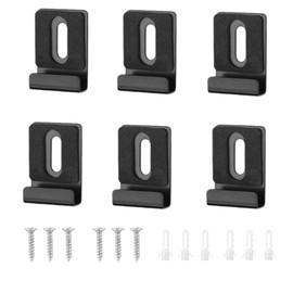 LOLOLE 6 PCS Metal Mirror Holder Kit, Heavy Duty Mirror Hanger Clips with Rubber Pads Screws, Wide Channel Frameless Hardware Hanger for Mounting Wall Mirror Billboard Displays, Black