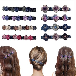 8 Pcs Hair Clips for Women Sparkling Crystal Stone Braided Hair Clips for Thick Thin Hair Styling Sectioning Hair Accessories Hairpin Duckbill Clip, With for Women And Girls