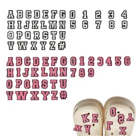 Hugwish Shoes Charm Letters Alphabet A-Z Numbers 0-9 74 Pieces Letter Pin Pins for Crocs, Accessories Shoe Charm Plug Sticker Letters for Girls Women, Plastic, No Gemstone