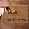 Rustic Sleigh Doormat, Merry Christmas Welcome Mat Artificial Coir Non