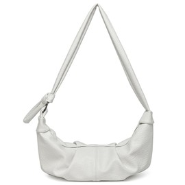 Ruched Shoulder Underarm Purses for Women Dumpling Large Hobo Bags Vegan Leather Ladies Clutch(white)