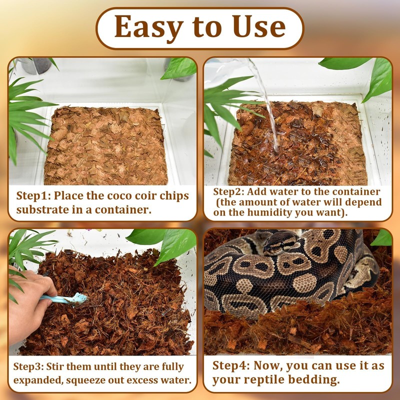 Halatool 10LB Coconut Chips Substrate for Reptiles 72QT Natural Coco