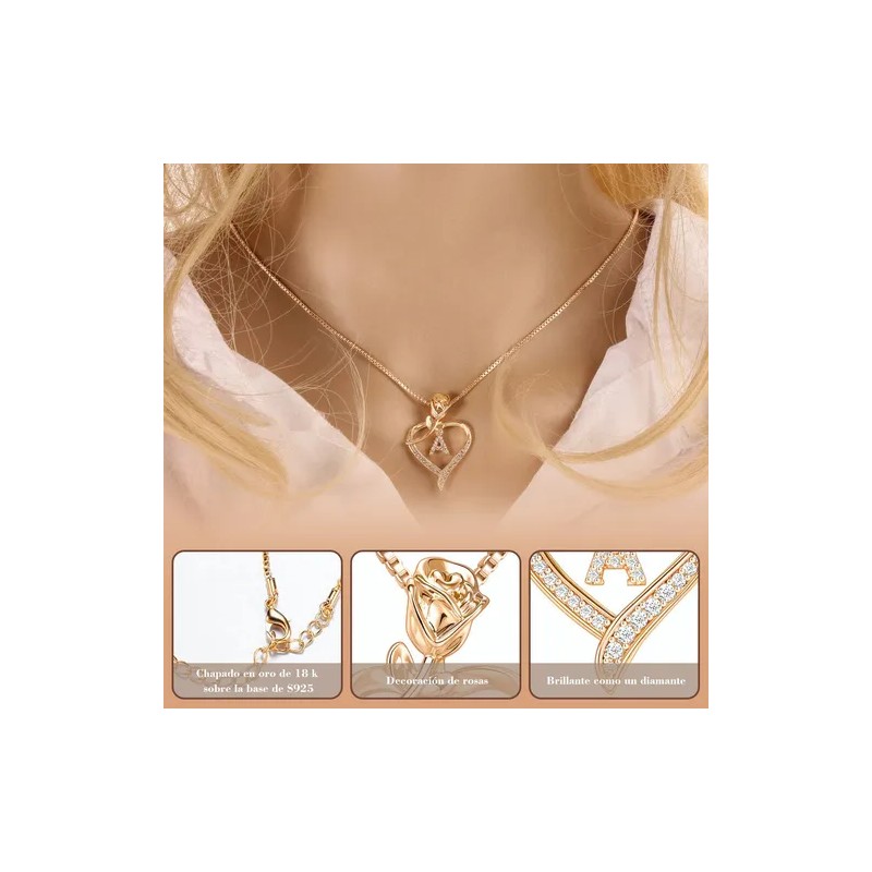 Joyeria Mujer Collare De Plata 925 Collares Rosas Dijes