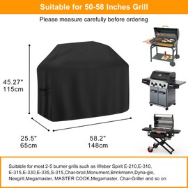 BBQ Grill Cover for Outdoor Grill 58 Inch, BBQ Gas Grill Cover Waterproof, Barbecue Cover with Adjustable Straps for Weber,Genesis, Charbroil