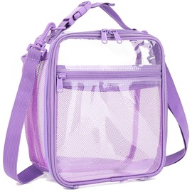 FlowFly Kids Lunch box Insulated Soft Bag Mini Cooler Back to School Thermal Meal Tote Kit for Girls, Boys, PurpleClear