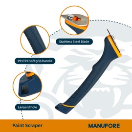 MANUFORE Soft Grip Contour Paint Scraper with 6 Different Blade Shapes