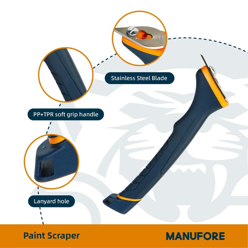 MANUFORE Soft Grip Contour Paint Scraper with 6 Different Blade