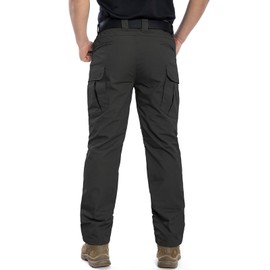 NAVEKULL Men's Outdoor Tactical Pants Rip Stop Lightweight Waterproof Military Combat Cargo Work Hiking Pants Black