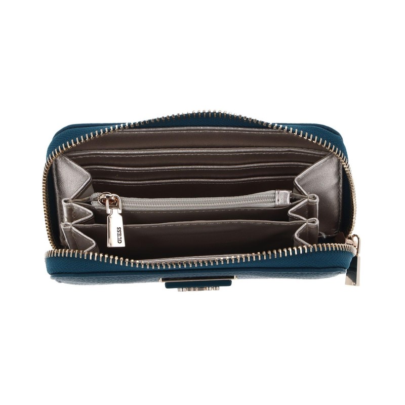 GUESS Meridian SLG Medium Zip Around Wallet Teal, teal, Elegant