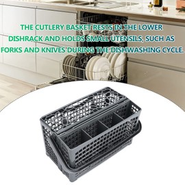 Large Capacity Dishwasher Cutlery Holder, Universal 2 in 1 Basket for Easy to Use ABS Material Dishwasher Silverware Basket Utensil