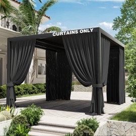 Kimunuk Gazebo Universal Replacement Privacy Curtain,10'X10' Gazebo Outdoor Waterproof Curtains, 4-Panels Sidewall Curtain with Double Zipper for Patio, Garden and Backyard (Only Curtains, Black)