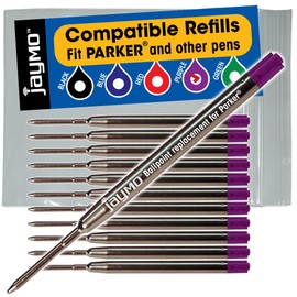 Jaymo Replacement for Parker 1950369/1950370/1950372 - Measures 3.875 in / 98 mm Long - G2 Ballpoint Pen Refill - 12 Purple