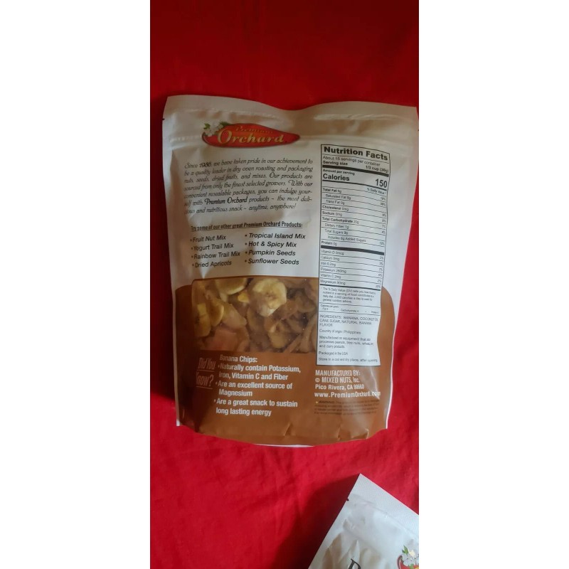 Mixed Nuts Inc. 2 PACK PREMIUM ORCHARD BANANA CHIPS DRIED