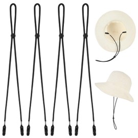 4 Pcs Adjustable Hat Strap Clips, Removable Hat Chin Cord Anti-Lost Cap Strap Clips Windproof Hat Strap Clips Cap Retainers, Very Suitable for Outdoor Activities (Black)