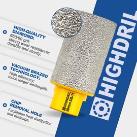 HIGHDRIL Diamond Milling Bit for Enlarging and Shaping Hole,Diameter 20MM (4/5") Dry Drilling Core Bit for Porcelain,Hard Ceramic,Granite and Marble