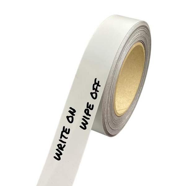 Gloss White Magnetic Tape Roll Easy Wipe Racking Strip 25mm