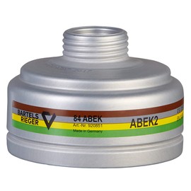 BartelsRieger Atemschutztechnik A2B2E2K2 Gas Filter, High-Quality Respirator Screw Filter Rd40 ABEK Multi-Range Filter for Protection Against Solvents, Ammonia, Chlorine, Silver