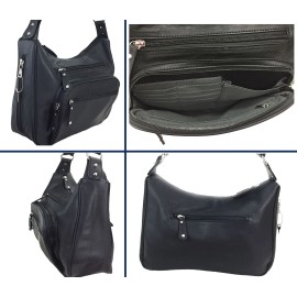 Zzfab Fashion Locking Concealed Carry Big Hobo Bag with CC Slots Black B822CC-BK