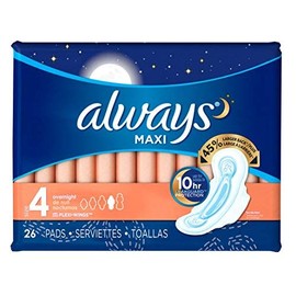 Always Pads Size 4 Maxi 26 Count Overnight (Pack of 2)