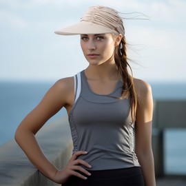 Risipu Sun Hats for Women Wide Brim Visor UV Protection Summer Quickly Dry Sport Beach Cap (UK, Alpha, One Size, Khaki)