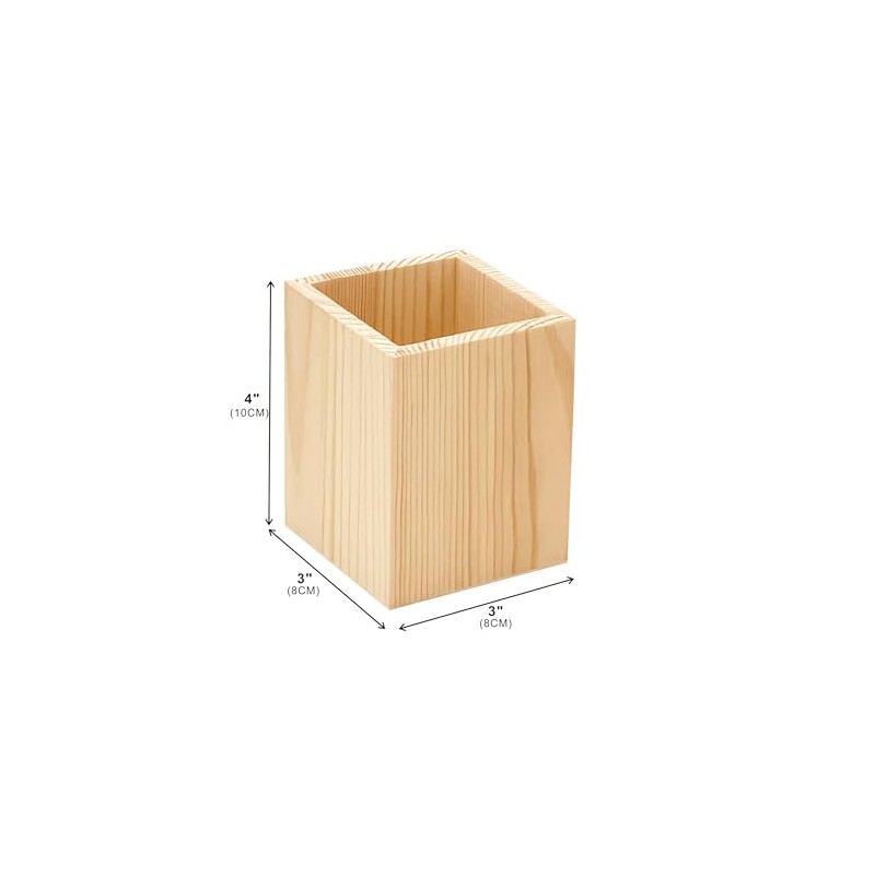 Cregugua 6 Pack Wood Pen hlolder Unfinished Wooden Pencil Holder