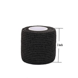 Kingwei 15 Pack 2 Inch x 5 Yards Self Adhesive Bandage Black Color Breathable Cohesive Bandage Wrap Rolls Elastic Self-Adherent Tape for Stretch Athletic, Sports, Wrist, Ankle,Tattoo Wrap Grip Cover