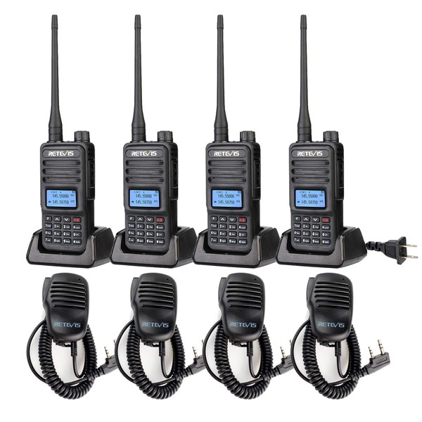 Retevis RT85 High Power 2 Way Radio Long Range,Rugged Adults Walkie Talkies with Speaker Mic, Rechargeable Two Way Radios for Warehouse Factory Parking Lot(4 Pack)