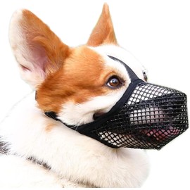 Bozal para Perros Malla de Aire Suave y Transpirable Cubierta Completa Correas Ajustables Prevención de Ideal para Evitar Morder Ladridos Masticar Lamer Negro Talla S (8¾"-9¾")
